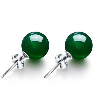 925 Sterling Silver Natural Agate & Carnelian Round Earrings